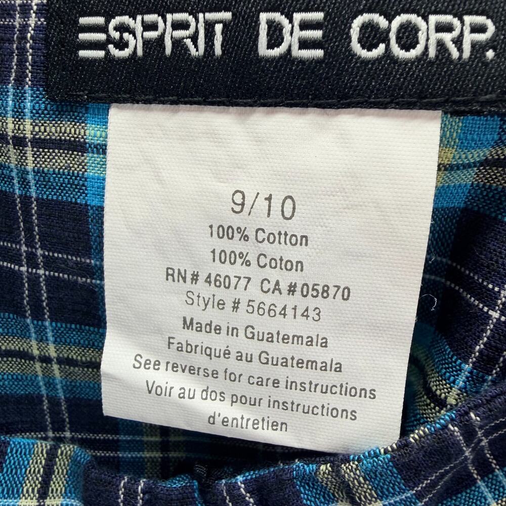 Esprit de Corp Babydoll Plaid Mini Dress Cotton Size 9/10 Side Zipper Y2K Retro - Picture 9 of 12